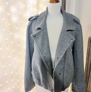 Ann Taylor LOFT Gray Moto Zip Up, Button Jacket